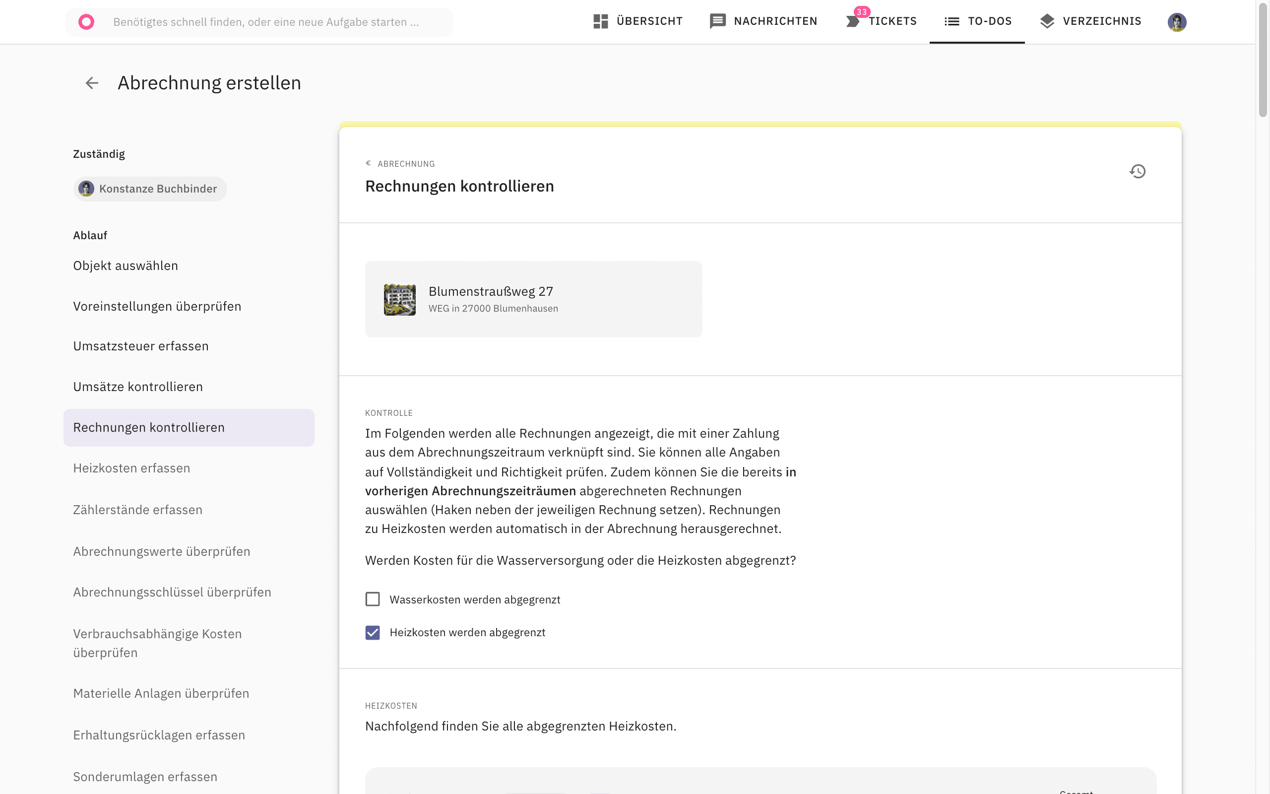 Hausgeldabrechnung — jeder Schritt geführt, keiner wird vergessen